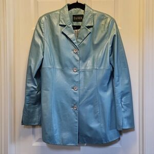 Light Blue Leather Car Coat